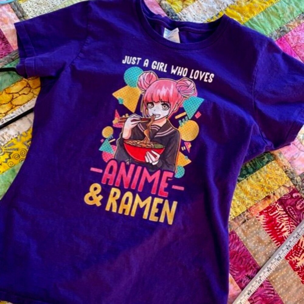 Purple Anime & Ramen T-Shirt (Just a Girl Who Loves Ramen)